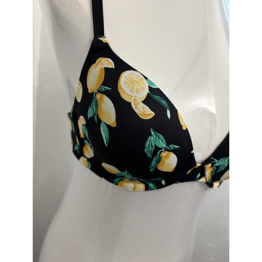 PINK Victoria’s Secret Wear Everywhere Tshirt Lightly Lined Bra Black Lemons 32C - Picture 2 of 7